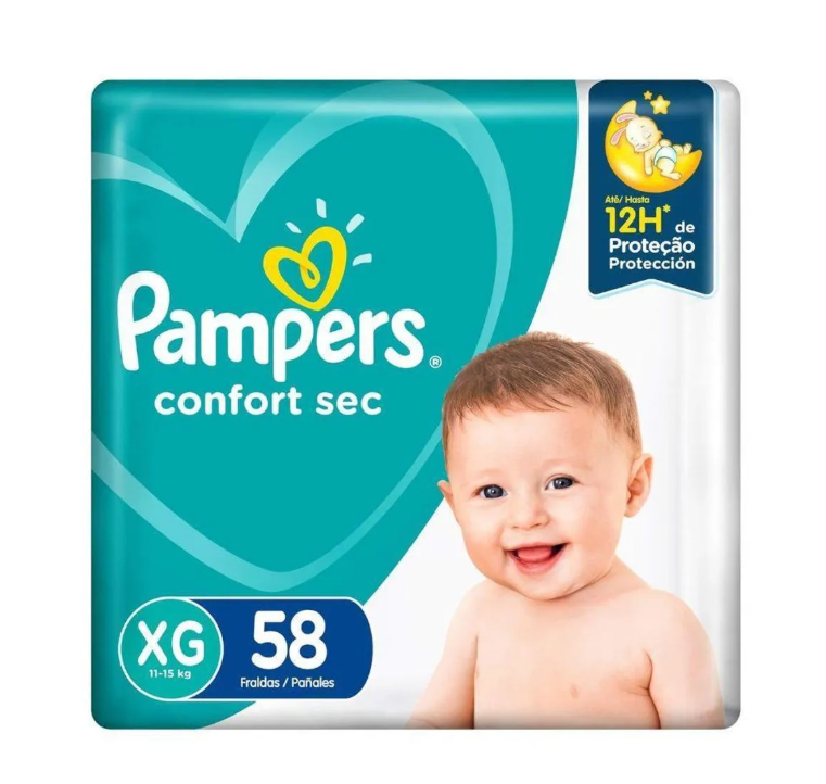 Fralda Pampers Confort Sec XG 58 Unidades