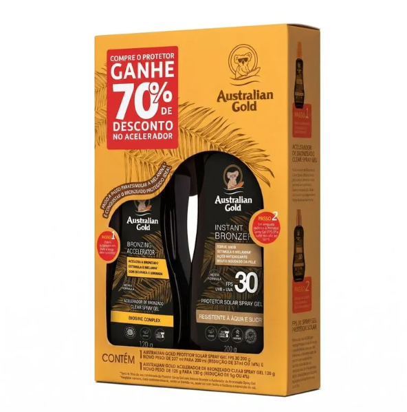 Kit Australian Gold Protetor Solar Corporal FPS 30 237ml + Bronzeador Dark Tanning Clear 125ml - Imagem 2