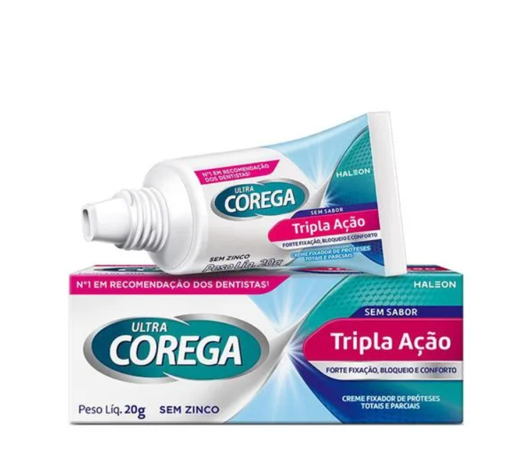 Ultra Corega Creme Fixador de Dentadura com Bico de Precisao sem Sabor 20g