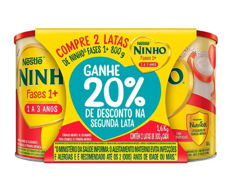Kit Fórmula Infantil Ninho Fases 1 com 2 Unidades de 800g