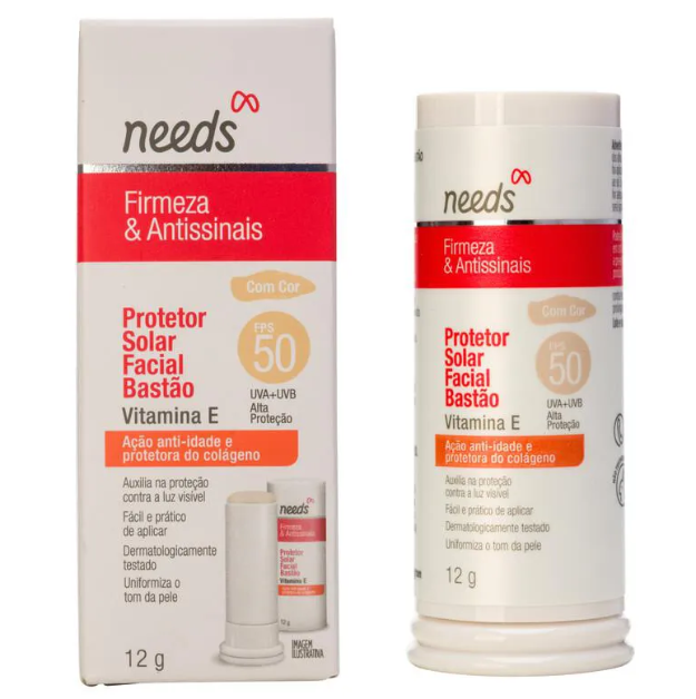 Protetor Solar Facial Needs Firmeza & Antissinais FPS 50 Bastão 12g