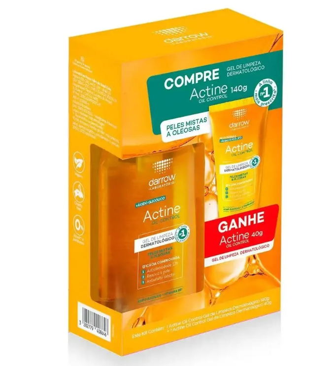 Kit Gel de Limpeza Facial Darrow Active Oil Control 140g + Gel de Limpeza Dermatológico Darrow Active Oil Control 40g
