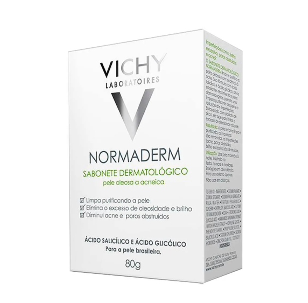 Sabonete Facial em Barra Vichy Normaderm Pele Oleosa a Acneica 80g