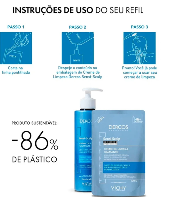 Creme de Limpeza Calmante Vichy Dercos Sensi Scalp Refil 200ml - Imagem 3